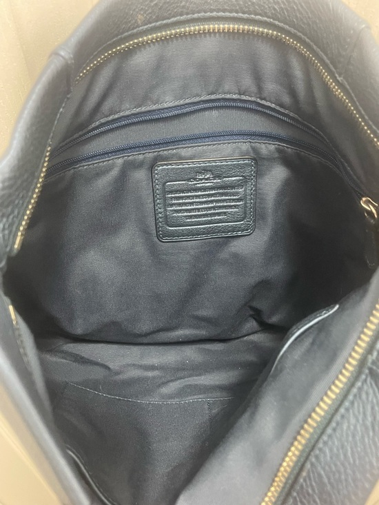 Coach Pebbled Leather Shoulder Bag in Navy Blue - Picture 7 of 8